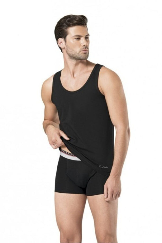 Men's Black Sleeveless Undershirt & Boxer Set