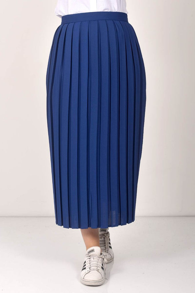 Women's Pleated Saxe Midi Skirt
