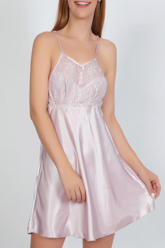 Women's Powder Rose Satin Fantasy Nightgown