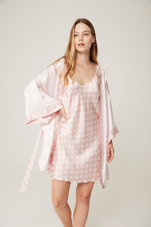 Women's Powder Rose Satin Nightgown & Morning Robe Set