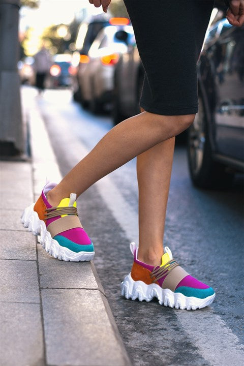 Women's Thick Sole Multi-color Sneakers