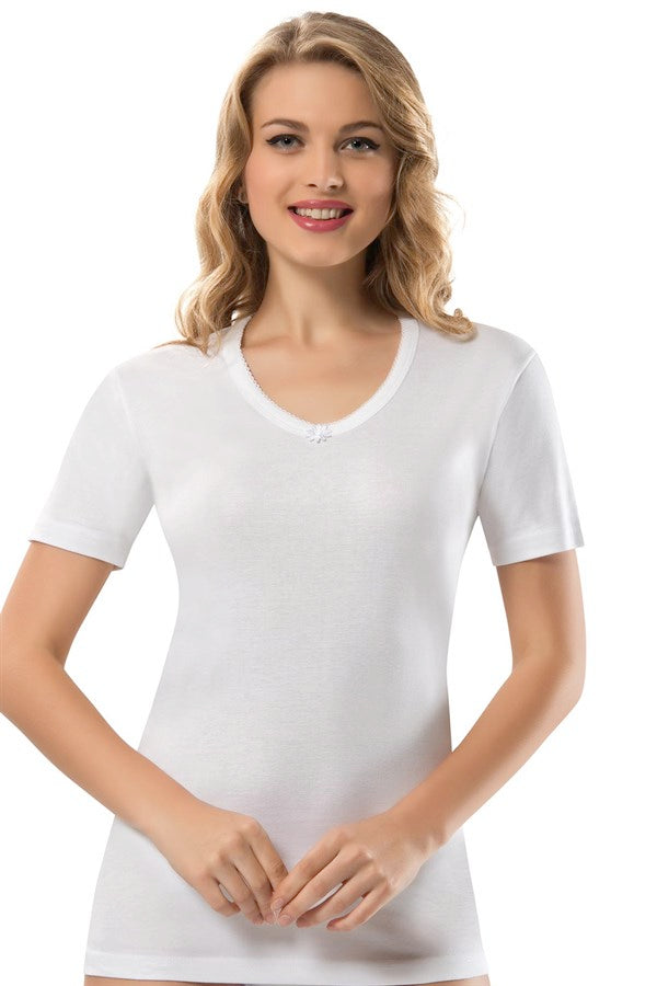 Women's Short Sleeves Rib Undershirt