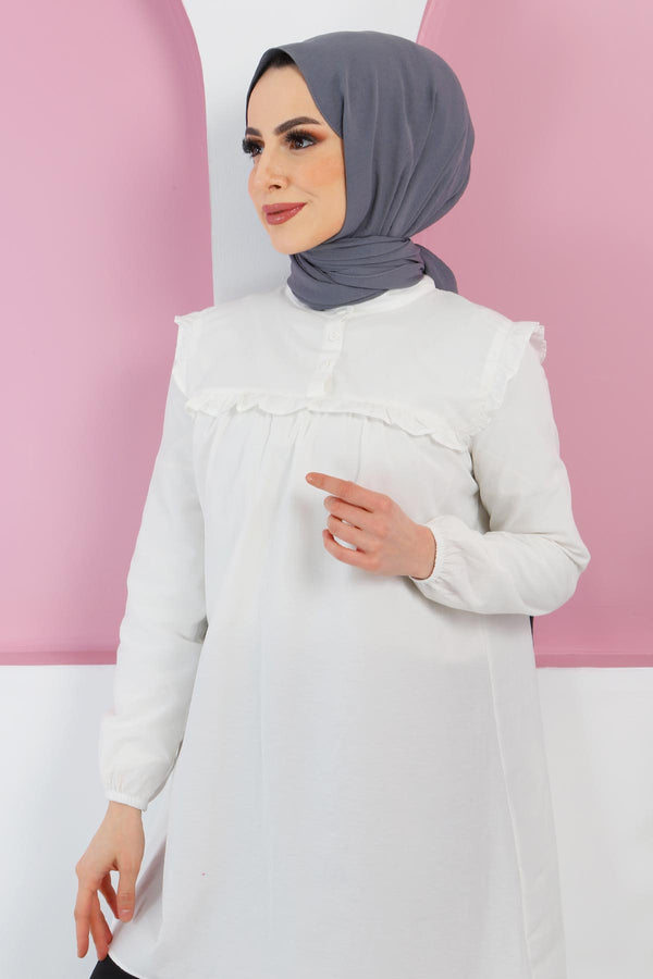 Women's Long Sleeves Ecru Tunic