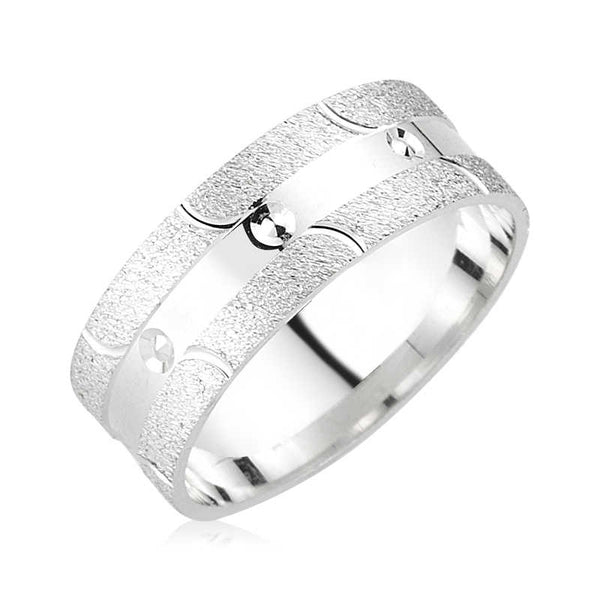 Dotted Silver Wedding Ring