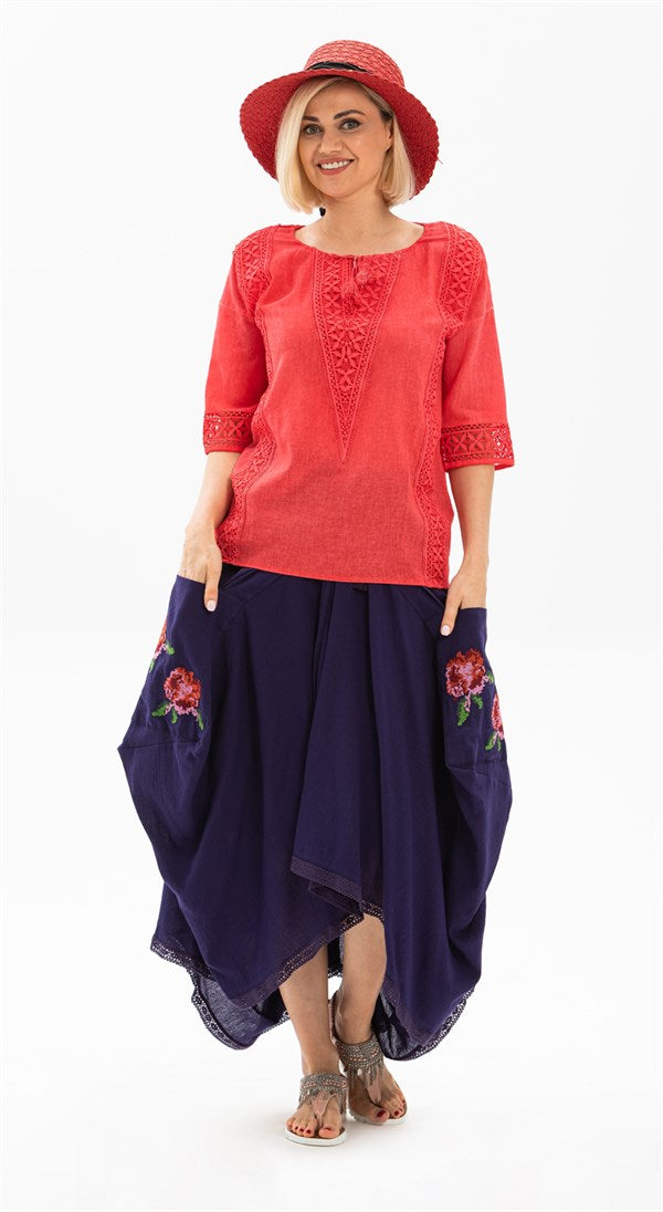 Women's Purple Midi Skirt