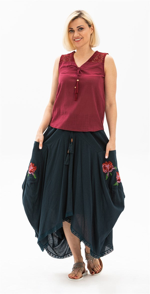 Women's Petrol Midi Skirt