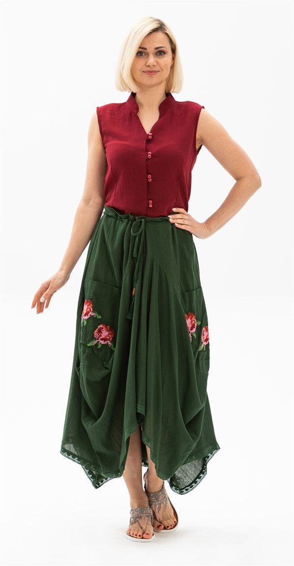 Women's Green Midi Skirt