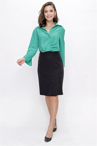 Women's Lined Black Crepe Skirt