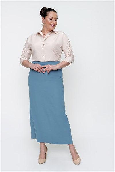 Women's Oversize Lined Mint Green Crepe Skirt