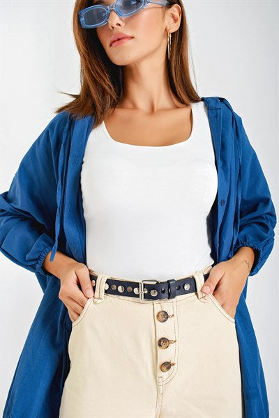 Women's Studded Navy Blue Belt