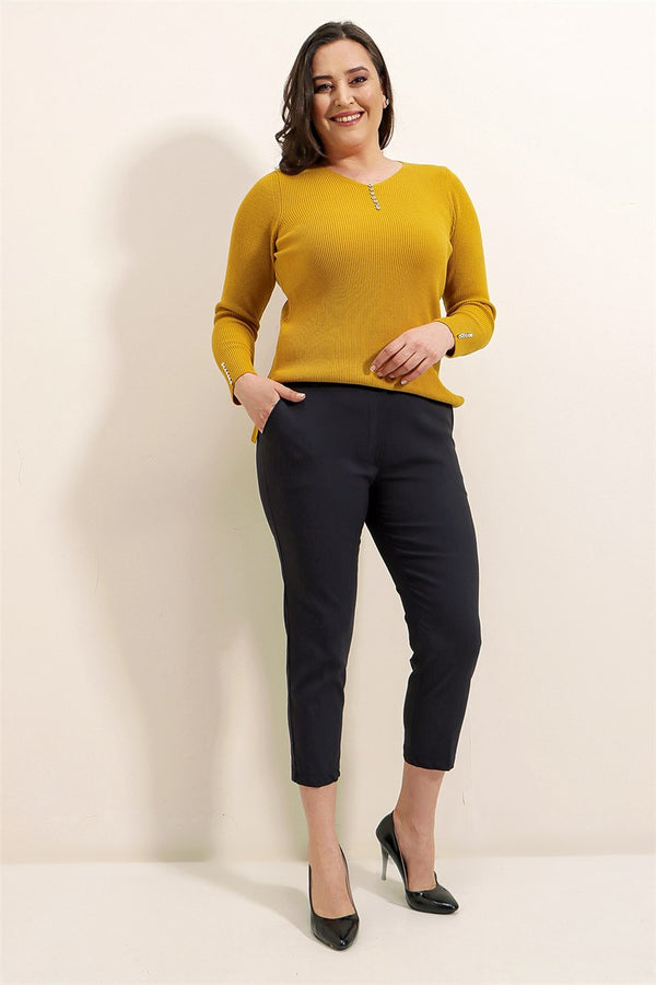 Women's Oversize High Waist Navy Blue Pants