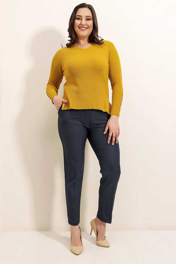 Women's Oversize High Waist Navy Blue Pants