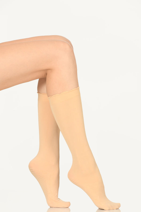 Women's Plain Light Beige Socks