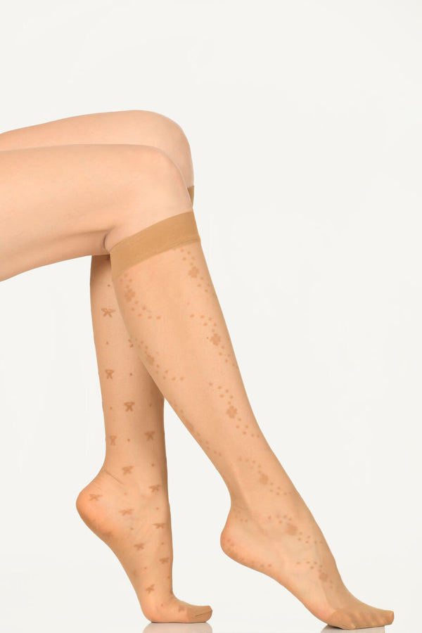 Women's Patterned Beige Socks