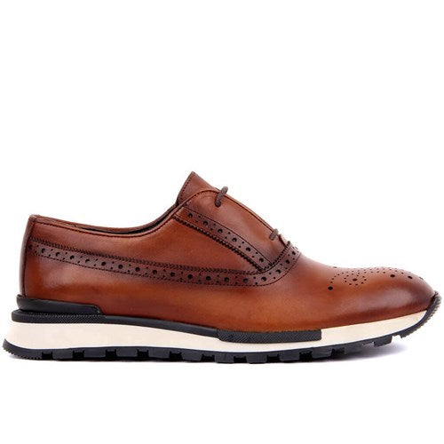 Men's Lace-up Ginger Leather Casual Shoes