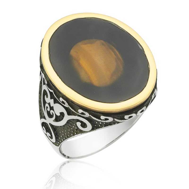 Men's Transparent Tiger Eye Stone Ring