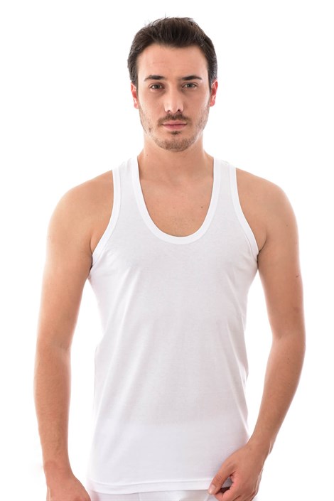 Men's White Combed Cotton Sleeveless Undershirt