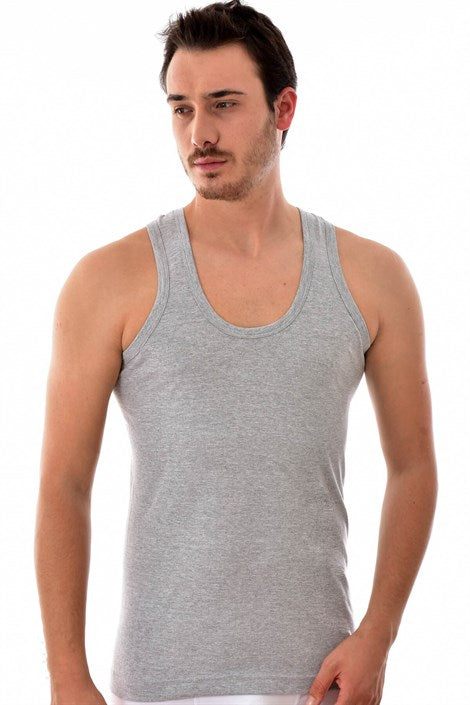 Men's Grey Combed Cotton Sleeveless Undershirt