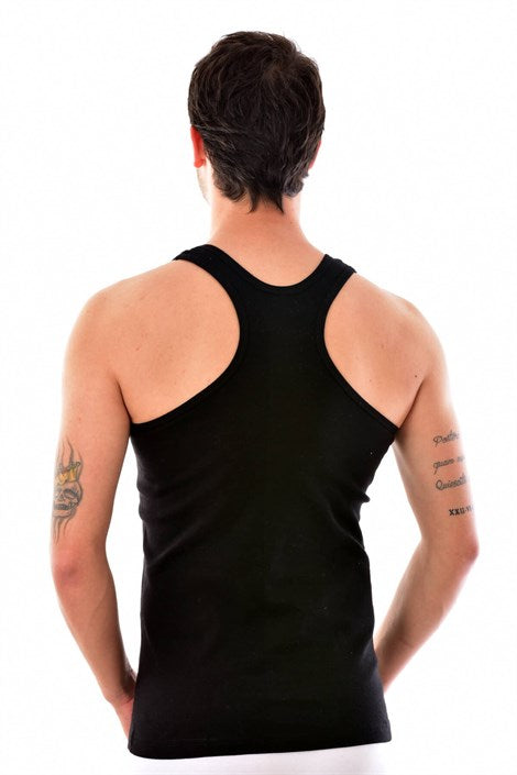 Men's Black Sleeveless Undershirt