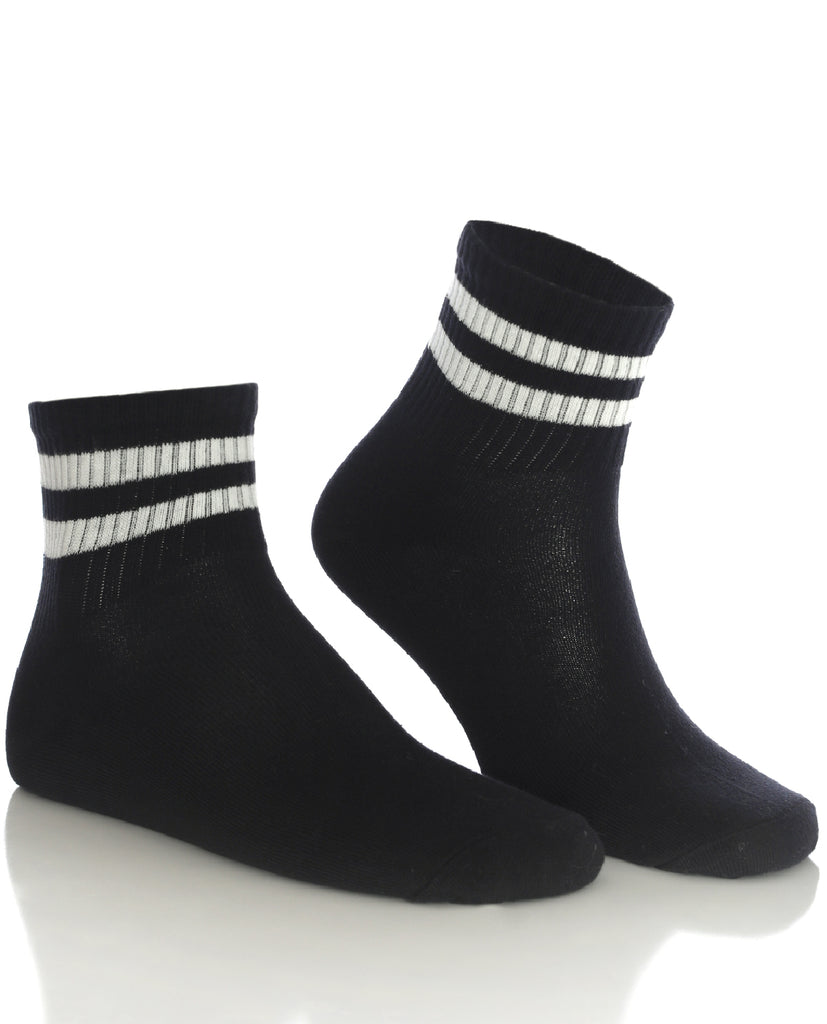 Unisex White Striped Black Tennis Socks