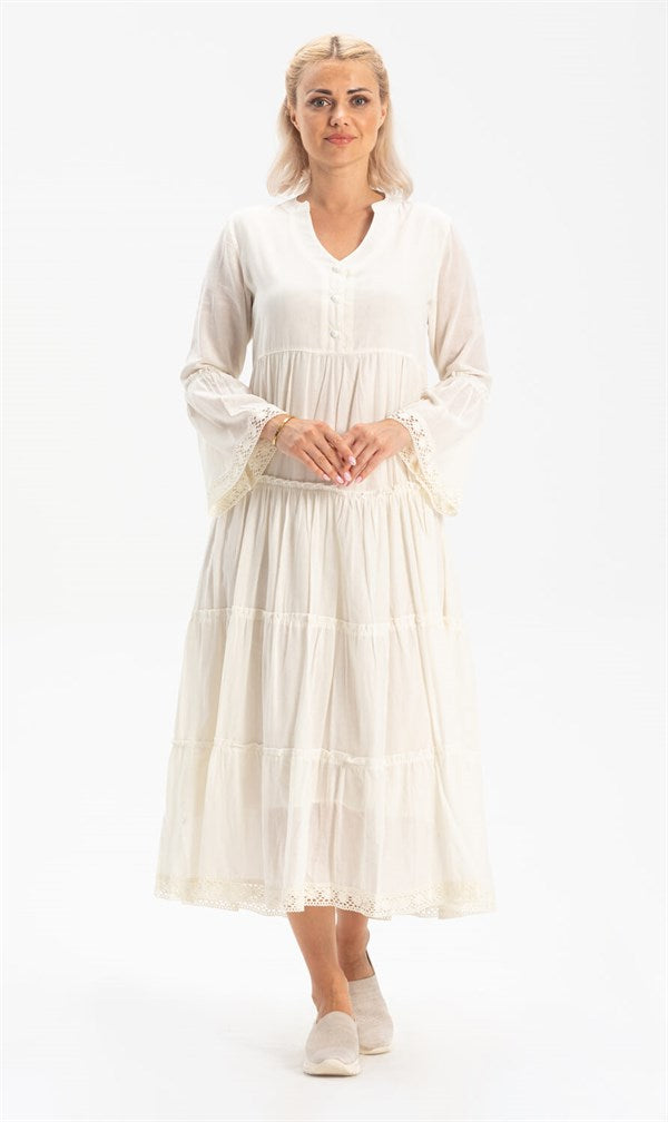 Women's Cream Midi Dress