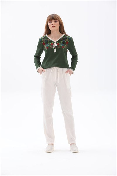 Women's Pocket Cream Gauze Pants