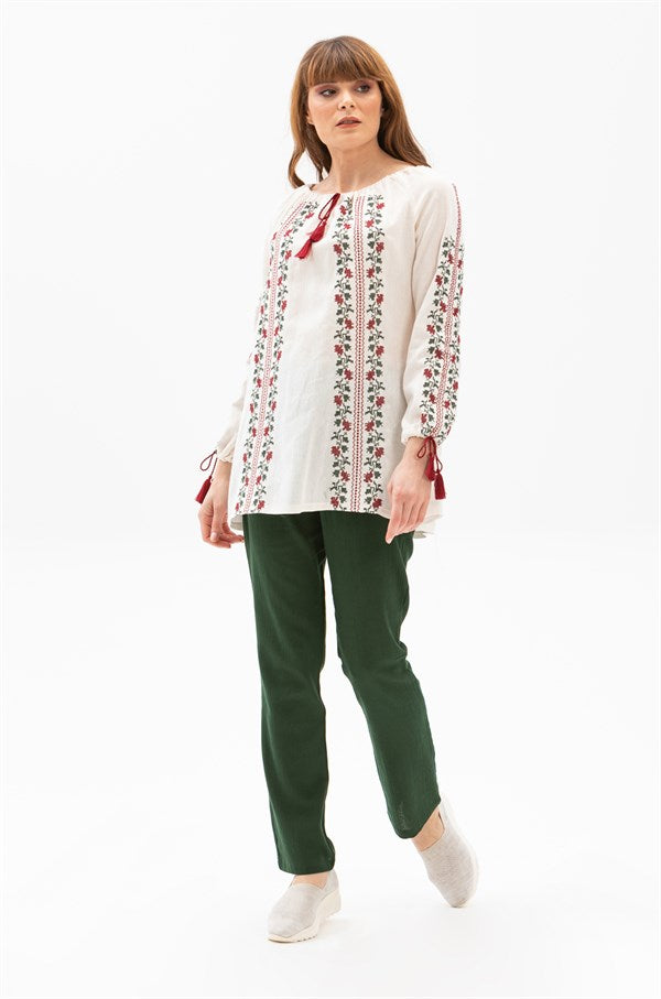 Women's Pocket Green Gauze Pants