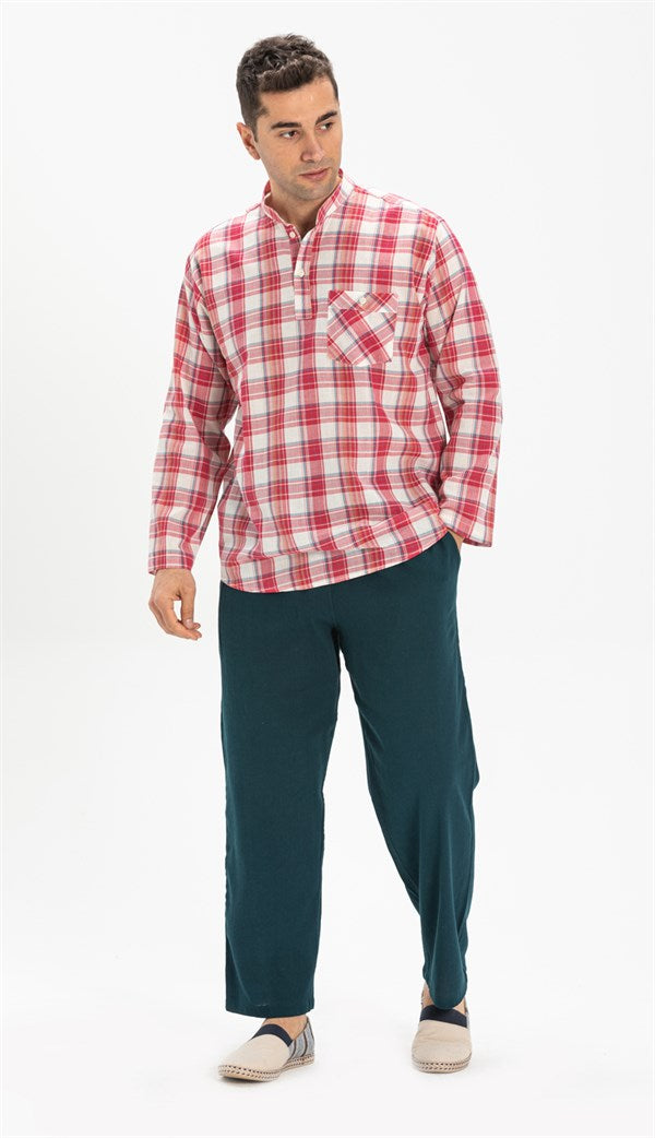 Men's Petrol Green Gauze Loose Pants