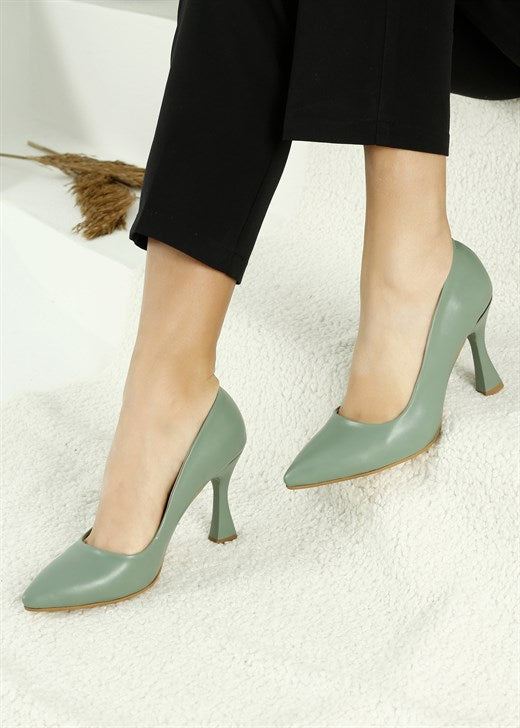 Women's Pointed Toe Mint Green Heeled Shoes