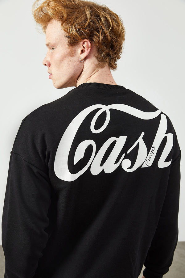 Men's Back Printed Black Sweatshirt