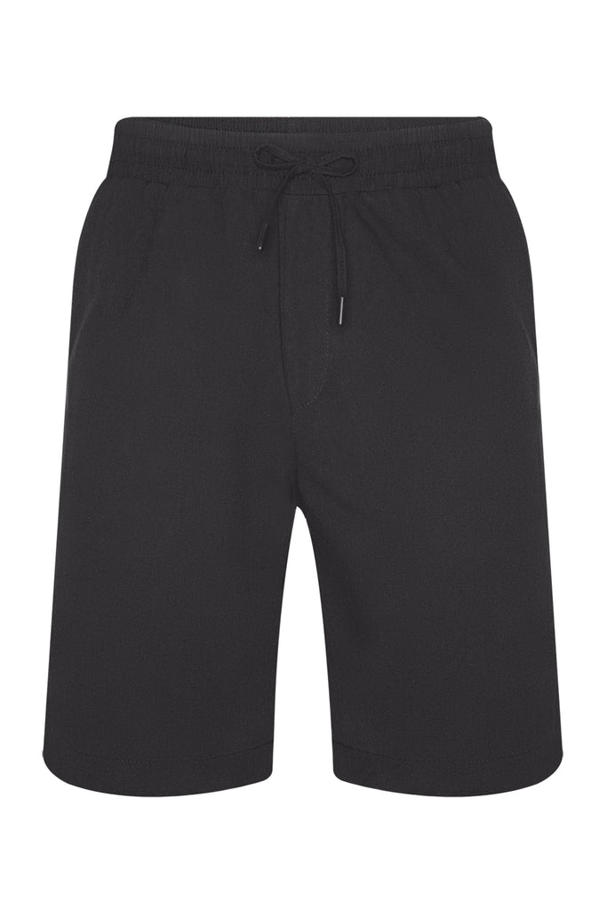 Men's Elastic Waist Black Linen Shorts