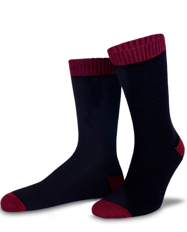Men's Black - Claret Red Socket Socks
