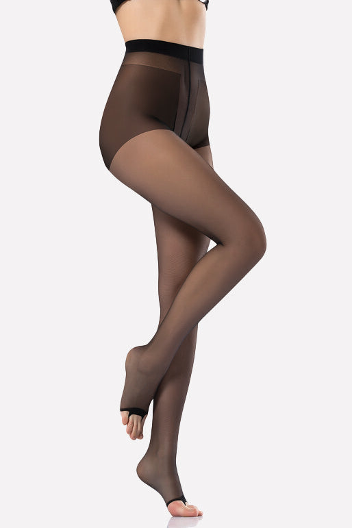 Women's Open Toe Black Pantyhose