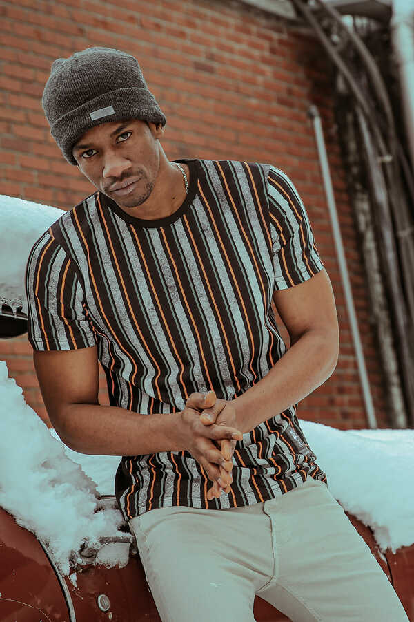 Women's Striped Black T-shirt