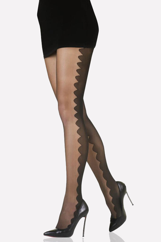Women's Patterned Black Pantyhose