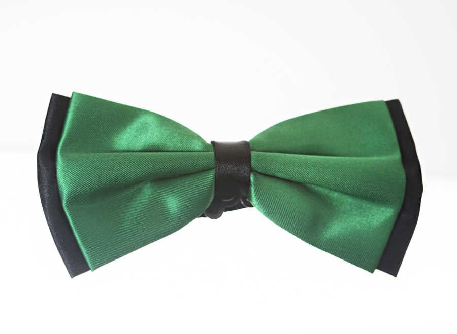 Black Garnish Green Satin Bow Tie