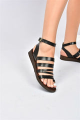 Women's Black Leather Sandals