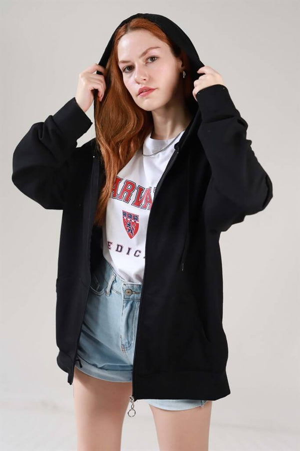 Women's Oversize Basic Black Cardigan