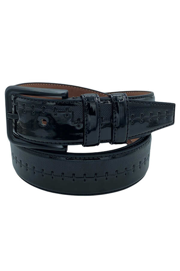 Men's Black Artificial Patent Leather Classic Belt