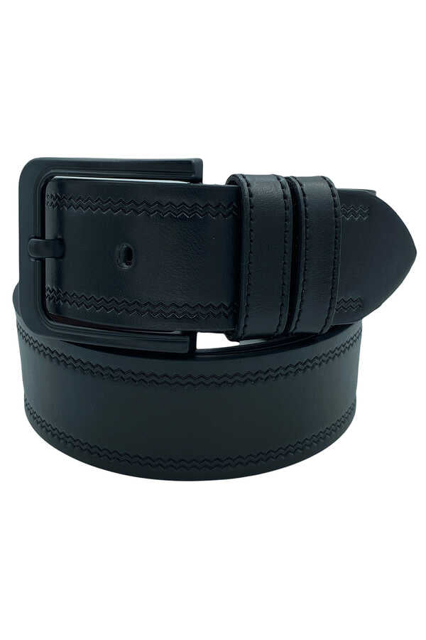 Men's Patterned Black Artificial Leather Belt