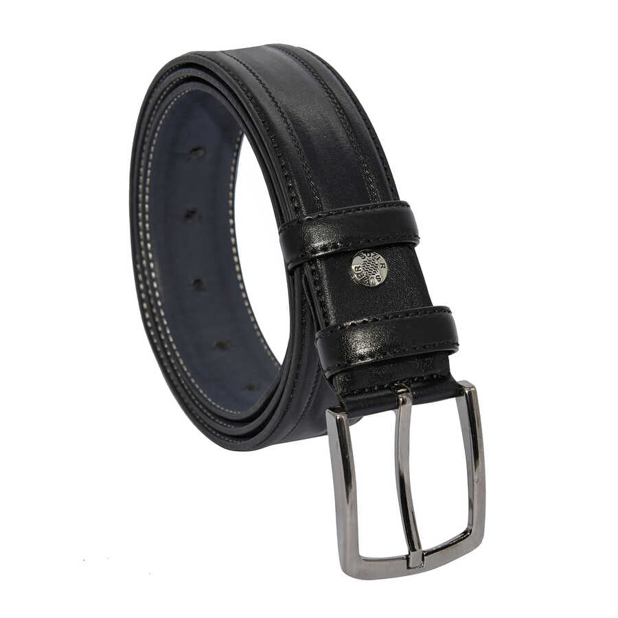 Men's Patterned Black Artificial Leather Classic Belt- 3.5 cm