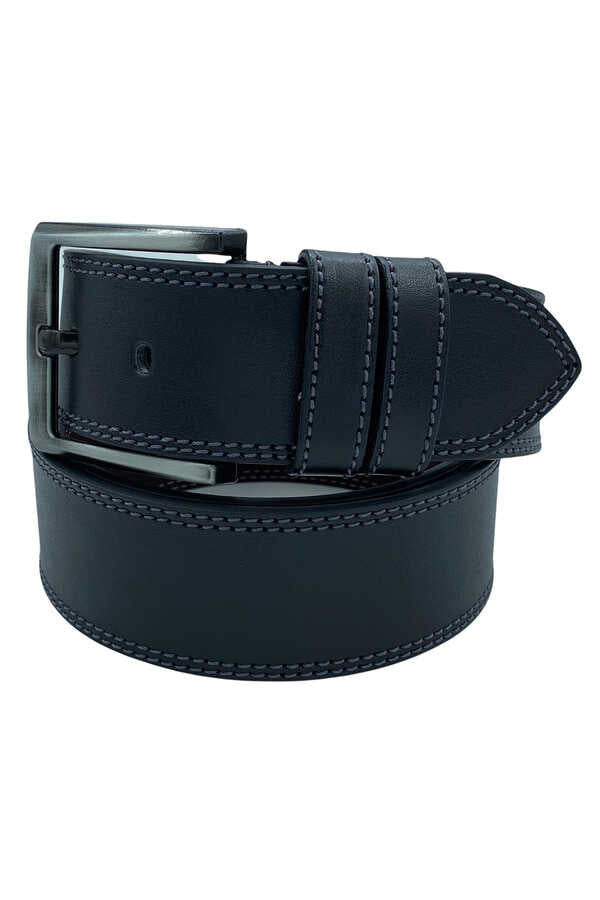 Men's Stitched Black Artificial Leather Belt