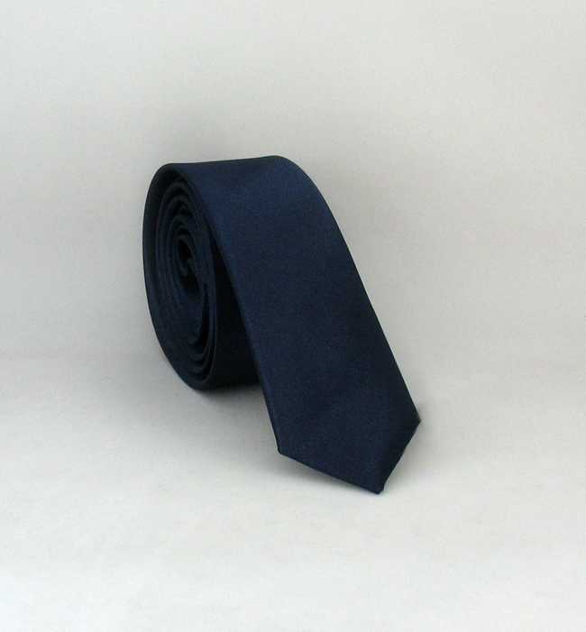 Plain Navy Blue Satin Ultra Slim Fit Tie