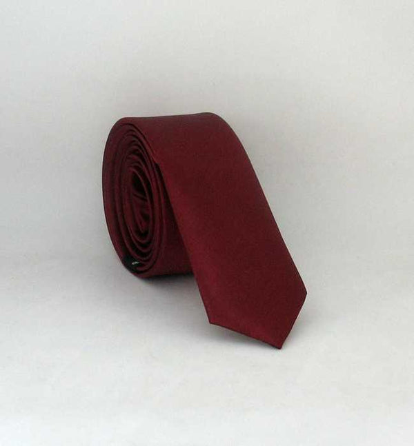 Plain Claret Red Satin Ultra Slim Fit Tie