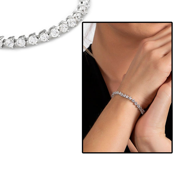 Women's Gemmed 925 Carat Silver Modern Design Bracelet