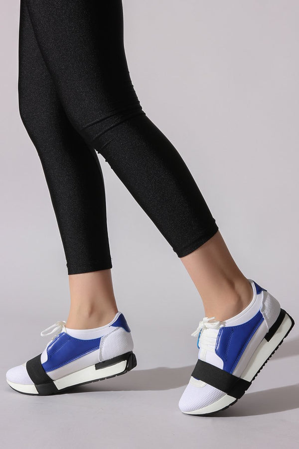 Women's White - Navy Blue Sport Shoes