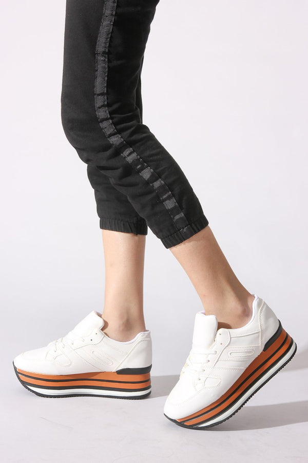 Women's High Sole White Shoes
