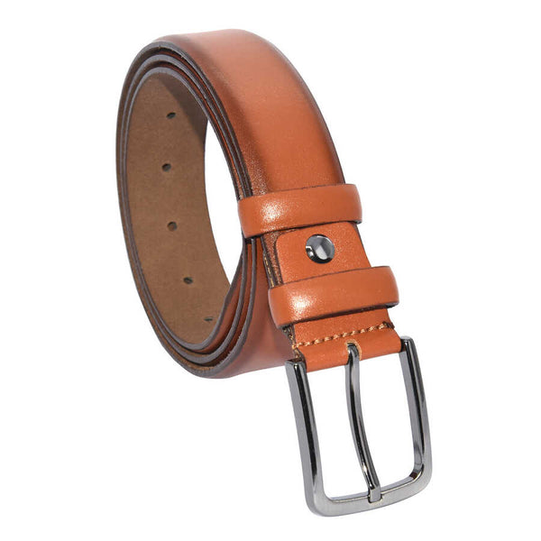 Men's Plain Ginger Leather Classic Belt- 3.5 cm