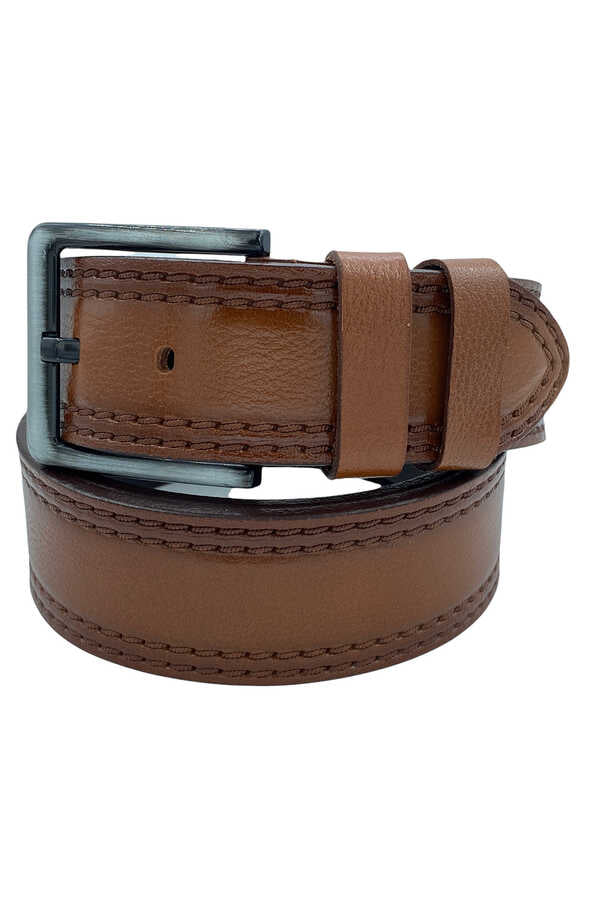 Men's Patterned Ginger Leather Belt