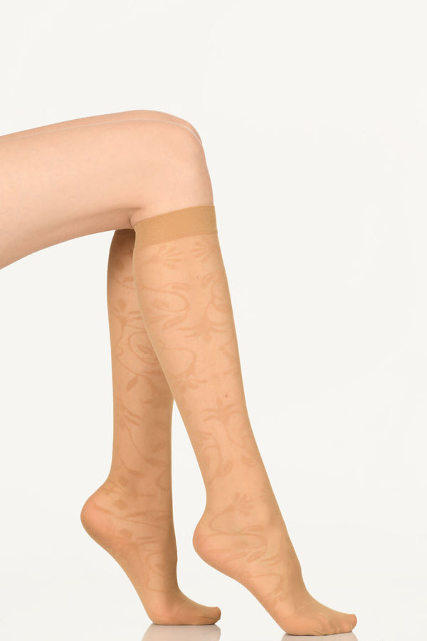 Women's Patterned Tan Color 40 Denier Socks